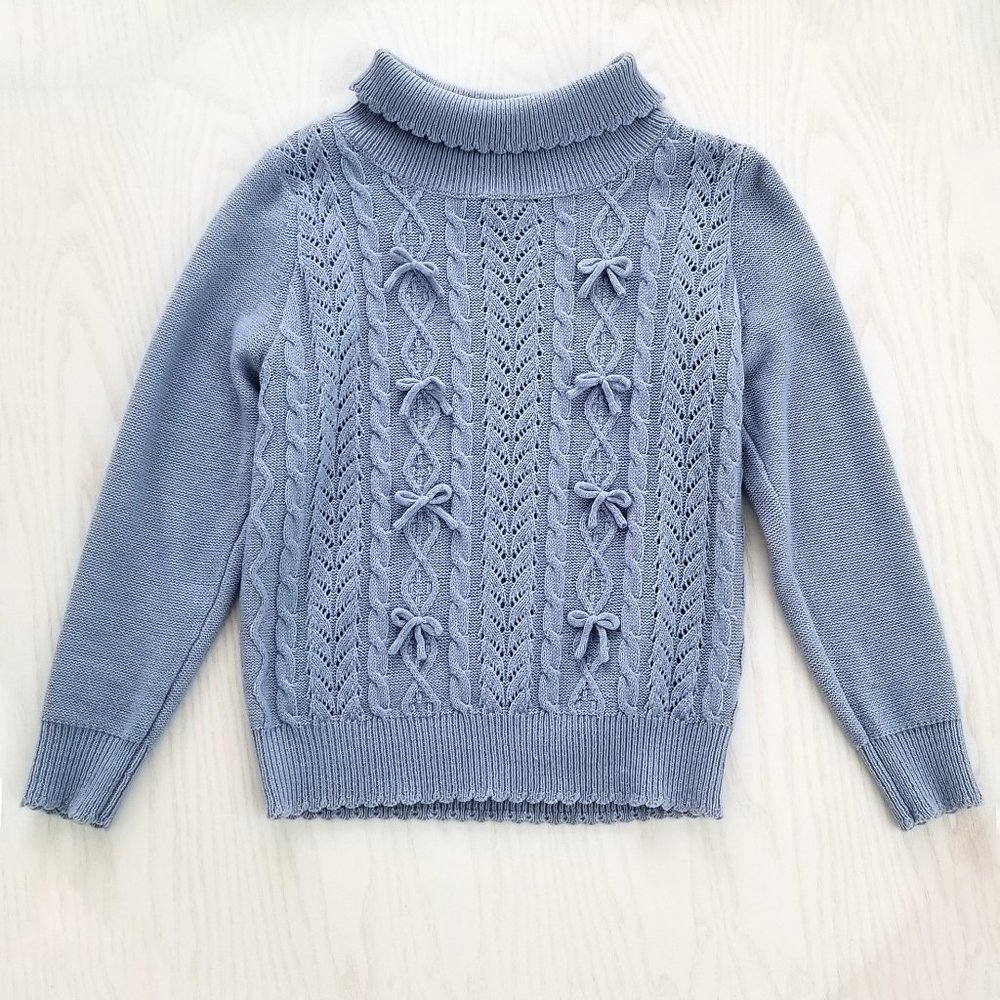 Cottagecore Bow Cable Knit Sweater